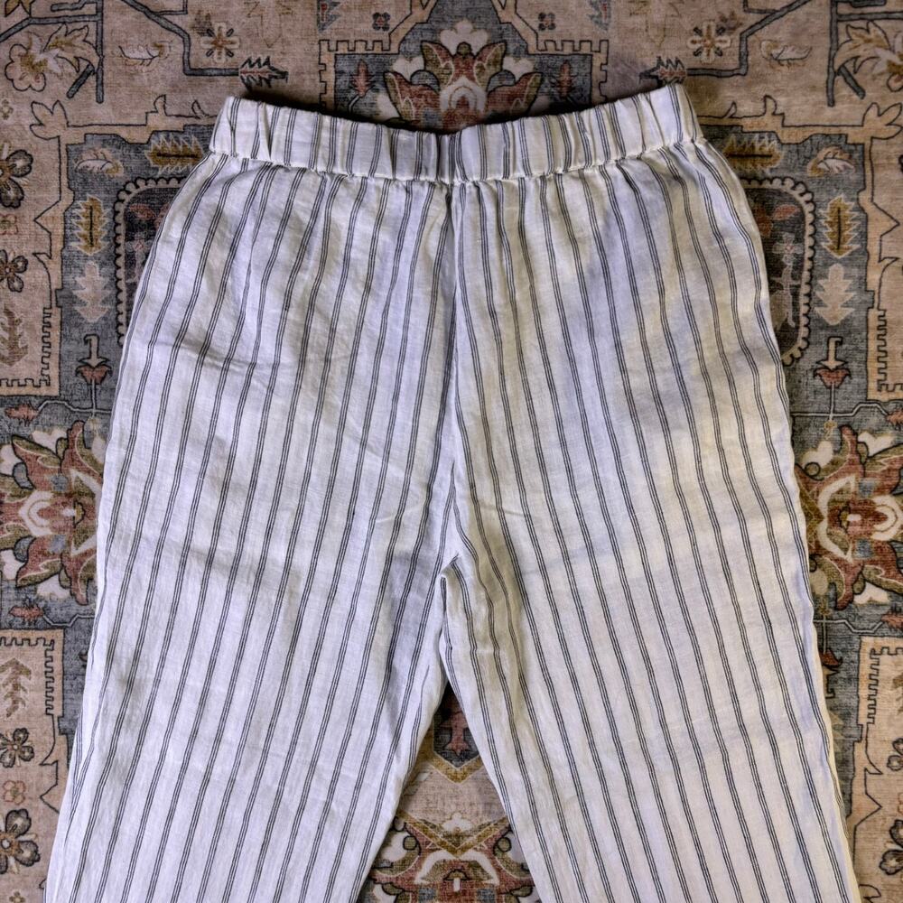 Quince linen pinstripe pants women’s summer comfort breathable bottom size Large - Picture 5 of 11
